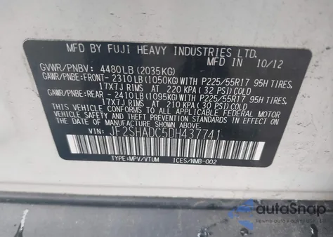 2013 Subaru Forester 2.5X Premium из США, поврежденный, VIN JF2SHADC5DH437741